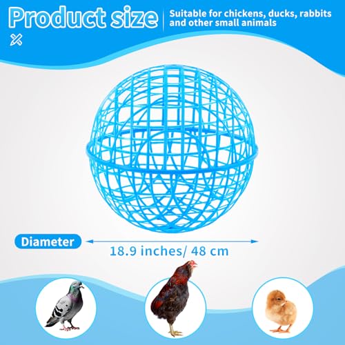 AceOrbit 3 Pack Rolling Chicken Ball Cage, 2026 Mobile Mesh Poultry Coop Ball for Free Range, Safety Globe Hutch for Chicks, Ducklings & Small Pets Outdoor Exercise and Roaming(18.9 Inch,Blue) - color: blue, size: 18.9 Inch