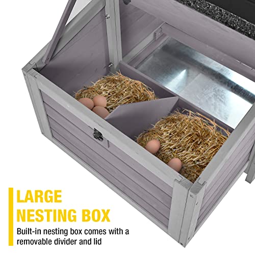 Aivituvin Chicken Coop 67.3" Large Duck House with 4 Nesting Boxes for 2-4 Chickens Outdoor Hen House Chicken Cage - size: 67.2"L x 25.4"W x 28.1"H