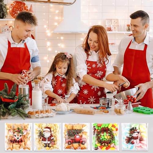 Self-Sealing Christmas Cellophane Cookie Bags - 4x4 Inch 100 PCS Plastic Self-Adhesive Xmas Santa Goodie Candy Treat Gifts Bags Bulk Pouches for Holiday Winter Party Favors Gift Wrapping, 5 Style - color: Christmas 100pcs