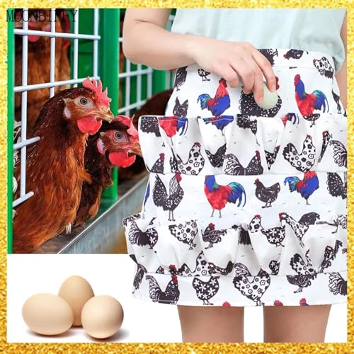 Egg Collecting Apron with 12 Deep Pockets Gathering Holding Farmhouse Fresh Eggs for Chicken Hen Duck Goose