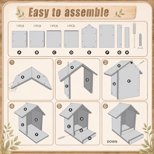 Novabright 12 Inch Large Dove Nesting Box Carbonized Weatherproof Wooden Nesting Box for Mourning Doves Outdoor Roosting Bird Nest for Cage Birdhouse Garden Decor Compatible(Natural Wood Color) - color: Natural Wood Color