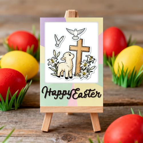 GLOBLELAND Easter Cross Clear Stamps and Metal Die Cuts Spring Easter Egg Transparent Stamp Peace Dove Cutting Dies for Card Making Embossing Scrapbooking - style: Easter Cross