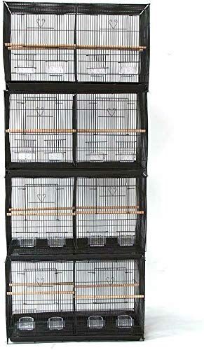 Seny Lot of 4 Breeding Bird Carrier Cage with Dividor for Parakeet Canary Finch Lover Bird (Black) - color: Black
