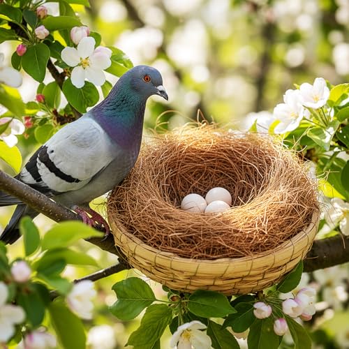 AceOrbit 8 Pcs/4 Set Bird Nest with Coconut Fiber Mats for Dove Hamster | Hand Woven Bird Nest Flat, Small Animal Breeding Bed Hatch House Cage Accessories, Cuckoo Sparrow Rabbits Chinchillas Hamster
