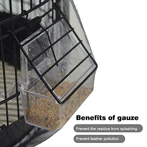 Universal Bird Cage Seed Catcher,Seed Catcher Guard Net Cover,Parrot Nylon Mesh Net Cover,Soft Airy Cage Net Stretchy Skirt for Round Square Cages - color: Circumference 50 inch to 90 inch,Black