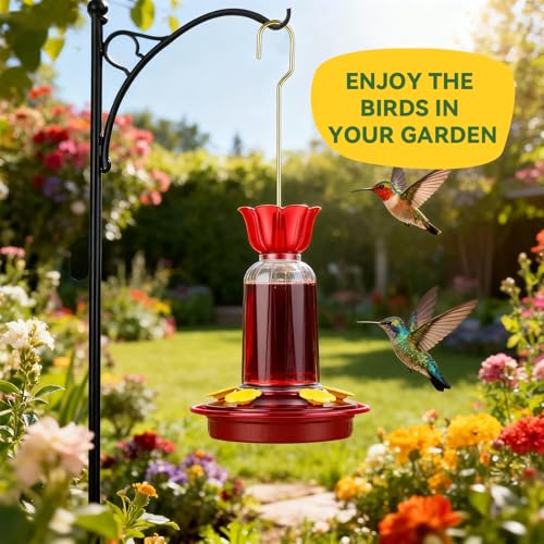 Hummingbird Feeder for Outdoors Hanging, 8.3OZ Plastic Humming Bird Feeders with 5 Bee Guard Feeding Ports & Built-in Ant Moat,Hummingbird Gifts for Mom Bird Feeder for Outside,Garden Décor,2 Pack