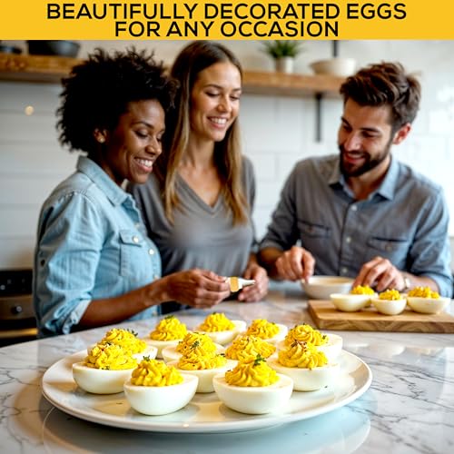 Deviled Egg Piping Tool – Reusable Piping Bag and Tips Set, 9 Piece Silicone Piping Bag Decorator & Filler Kit for Perfect Party Appetizers (Yolk Yellow)