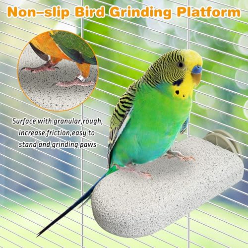 PINVNBY 3 PCS Large Bird Cage Perch Natural Parrot Beak Grinding Stone Calcium Parakeet Chew Toy Bird Stand Platform for Cockatiel Conure Lovebird Finch - color: Grey, size: L, 3 pcs