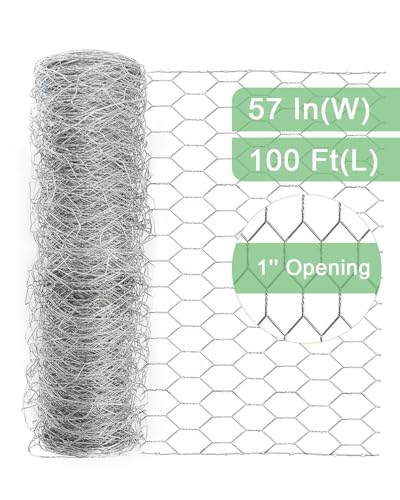 Chicken Wire Mesh, 1-Inch Poultry Netting Fence, 57 in x 100 ft | Versatile poultry netting for garden fences, animal barriers, chicken or rabbit enclosures, pet areas, and crafts. - size: 57 inchx100 Ft