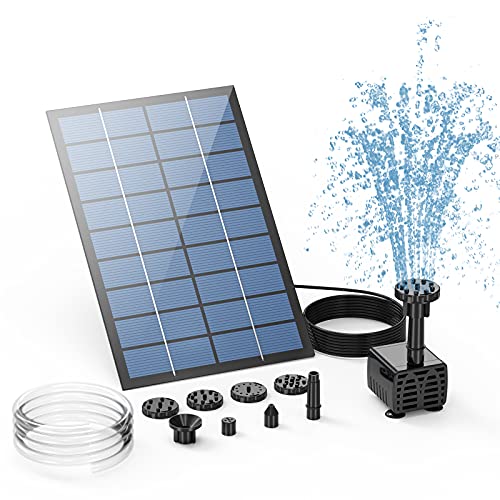 AISITIN 2.5W DIY Solar Fountain Pump with 6 Nozzles & 4ft Flexible Hose | Solar Water Pump for Bird Baths, Garden Ponds, Fish Tanks, and Patio Water Features – Quick Setup - size: 2.5W (1 Pack)
