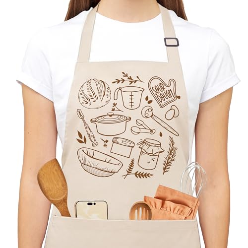 Sourdough Apron for Women with Deep Pockets - Funny Bakers Apron, Unique Sourdough Gifts for Women & Bread Bakers, Adjustable Kitchen Apron for Mom, Mother’s Day Baking Gift - B23 - color: Sourdough 2