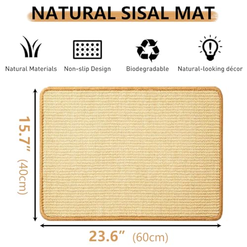 2PCS Rabbit Scratch Mat Natural Bunny Scratching Pad Claws and Teeth Care Rabbit Mats for Cages Chew Toys for Bunny Pet Cage Bedding for Biting Sleeping Nesting, 24x16 - size: 24"x16"