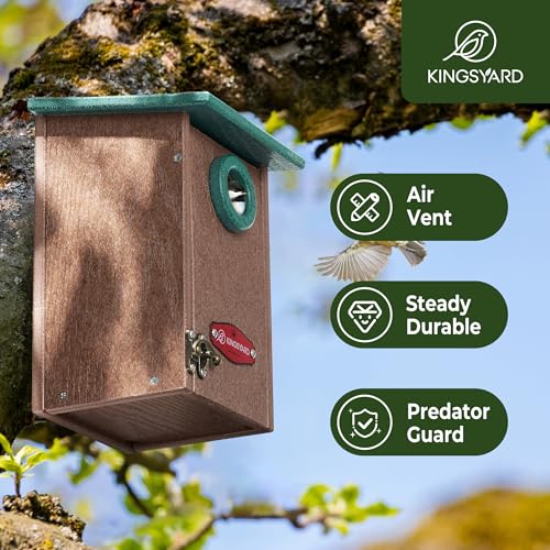 Kingsyard Recycled Plastic Bird House for Outdoors - Weatherproof Wren Bird Nesting with Predator Guard & Air Vents, Green - color: Green