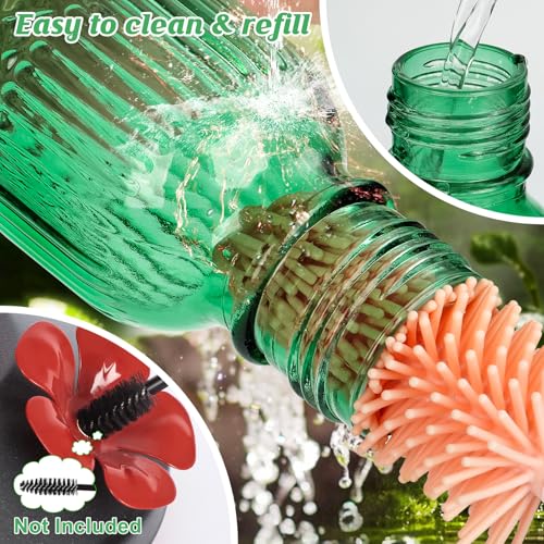 Glass Hummingbird Feeder, 16oz Outdoor Hanging Bird Feeder with Ant Moat, 4 Bee-Proof Feeding Ports, 360° Perch, Leak-Proof, Green - color: Green