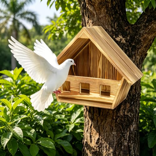 Cedar Mourning Dove Nesting Box - 11.81" x 5.12"x9.45" Bird House, Outdoor Wooden Birdhouse for Doves & Small Birds to Nest, Ideal Garden Decoration