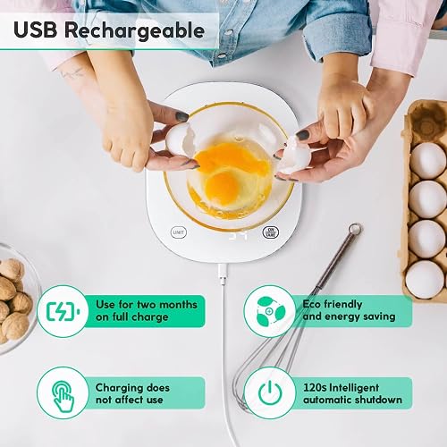 Arboleaf Smart Food Scale, Kitchen Scale with Nutritional Calculator | USB Rechargeable, food scales for kitchen with App for Macro, Keto, Calorie, Cooking, Grams and Ounces, 0.1oz/0.5g, White - color: White