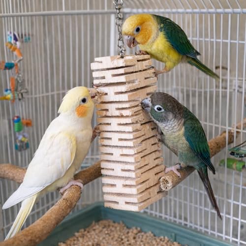 Balsa Slot Canyon Chipper Bird Foraging Toy - Natural Soft Balsa Wood Shredder for Green Cheek Conures, Cockatiels & Small Parrots - Interactive Destructible Chew Toy (1pc) - size: 1pc
