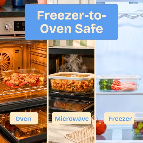Non-Toxic Glass Food Containers with Lids, 2-Pack, 50 oz, Airtight, Gray | Plastic & BPA free. Glass body, glass lid & platinum silicone seal. Airtight & leakproof. Freezer & microwave safe. - color: Gray, size: 50 Oz