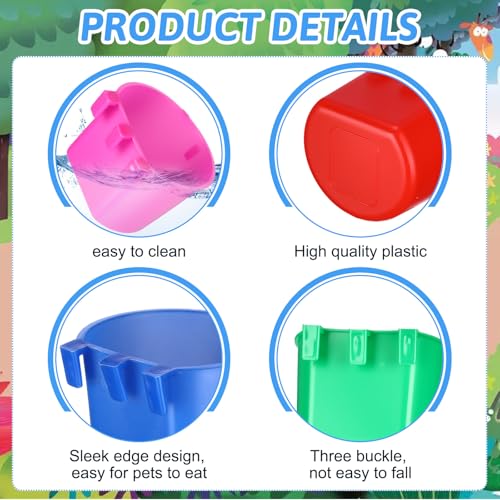 100 Pcs Cage Cups Chicken Feeder Cup 8 oz Hanging Bird Food Water Bowl Coop Bunny Cage Feeding Dish Game Fowl Supply for Poultry Pet Parrot Parakeet Rabbit Parakeet Pigeon(Blue, Red, Rose Red, Green) - color: Blue, Red, Rose Red, Green