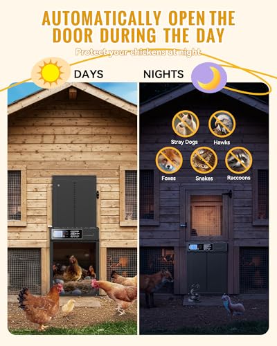 Automatic Chicken Coop Door Solar Powered XL Chicken Door 3 Modes | Aluminum Alloy, USB-C Charging, XL Large Opening 10.8x14.2in Timer Remote Manual Anti-Pinch Safety Waterproof IP65 - Black - color: Black