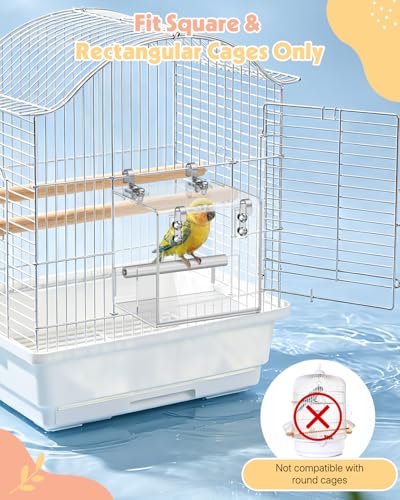 Pawfly No Mess Bird Feeder, Clear Acrylic Bird Cage Feeder, Hanging Bird Feeder for Cage, Parakeet Feeder, Bird Seed Catcher, Food Container for Parrot, Cockatiel, Budgie & Lovebird, Small - size: Small