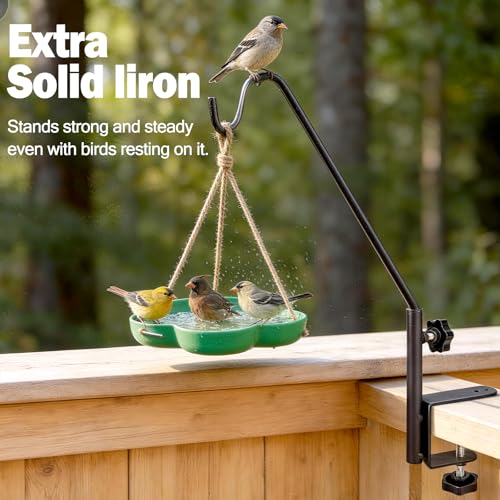 15 Inch Deck Hooks Hanger for Railing 2 PCS, 360° Swivel Adjustable | Heavy Duty Solid Shepherds Hooks for Outdoor Hanging Plants, Deck Hook for Bird Feeder, Railing Plant Hanger Bracket Outdoor - size: 15Inch -2PCS