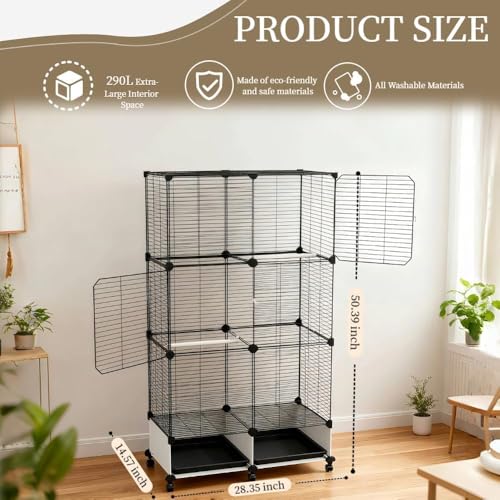 Lightweight Bird Cage with Removable Tray and Adjustable Perch – Portable Small Animal Cage with Single Lockable Door, Easy to Clean & Move for Parakeets, Cockatiels, Parrots, and Finches-L