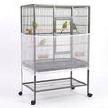 Bird Cage Seed Catcher, Bird Cage Net 90-118'' Birds Cages Cover | 31.8'' H Adjustable Soft Airy Skirt Guard Birdcage Nylon Mesh Net for Parrot Cages Seed Guard (Not Include Birdcage)- White