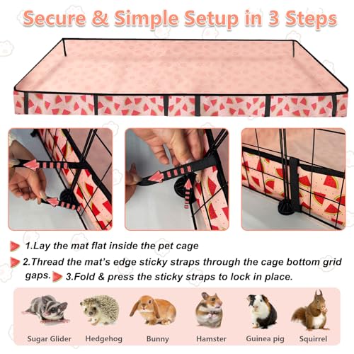 Waterproof Guinea Pig Cage Liners, Washable & Reusable Small Animal Cage Mat, for Rabbit, Hamster, Chinchilla, Hedgehog (Watermelon),C&C 28x42 inches - size: C&C 2x3(28x42 inches)