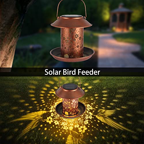 2 Pack Hummingbird Bird Feeders for Outdoors Solar Lanterns Waterproof | Garden Decor Gifts for Women Mom Grandma Metal Solar Decoration Outside LED Lanterns for Yard, Patio, Lawn, Pathway(2 Pack) - size: Flower Hummingbird-2 Pack