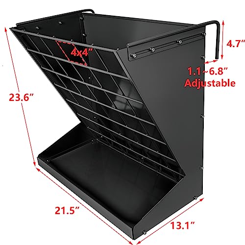 Wall Mount Hay Rack, Heavy-Duty Galvanized Metal 2 in 1 Hay and Grain Feeder, Livestock Feeder with Adjustable Distance, Hay Feeder for Goats, Sheep, Horse - color: Black