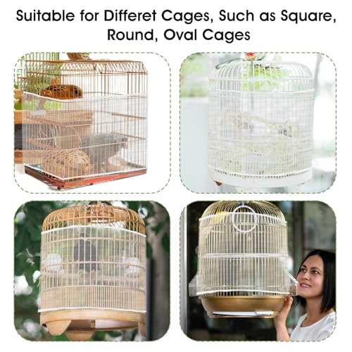 Sibba Bird Cage Seed Catcher, Parrot Nylon Mesh Net Cover Net Covers, White | Airy Gauze Guard Catcher, Soft Universal Birdcage, Elastic Cage Net, Stretchy Skirt Accessories, Pet Supplies