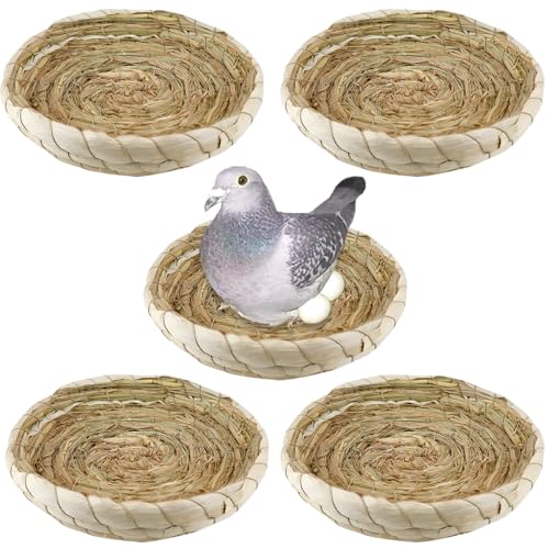 5 Pcs Pigeon Nest, Bird Nest Bowls, Wooden Nest for Pigeons Breeding Hatching (Natural Nest) - style: Natural Nest