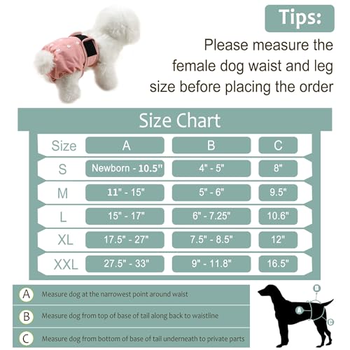 Washable Female Dog Diapers - Premium Reusable Diapers for Doggie in Heat - Highly Absorbent Dog Diapers Female for Pet Incontinence with Adjustable Snaps(Black, S) - color: Black, size: Small（New Born-11.5“Waist）