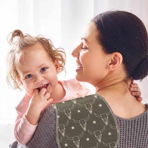SmoothNovelty 5 Pack Green Western Baby Burp Cloths Soft Absorbent Burping Rags for Newborns 19"x9" Spit up Cloths for Boy Girl Newborn Baby Shower Registry Gifts Set Nursery Decor - style: Green Western