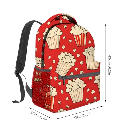 Popcorn Pattern Backpack Travel Backpacks Laptop Rucksack,School Bookbag for Women Kids Boys Girls,Movie and Food Back Pack Accessories Bags,Ideal Gifts for Work, Outdoor Adventures - color: Color98