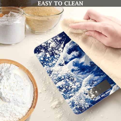 Food Scale Kitchen Scale Food Weight Scales Digital Weight Grams and Ounces Small Electronic Food Scale for Baking Cooking Japanese Deep Blue Sea Waves - color: Japanese Deep Blue Sea Waves