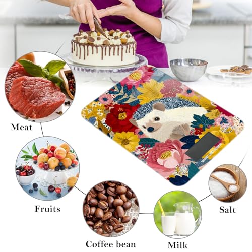 Food Scale Kitchen Scale Food Weight Scales Digital Weight Grams and Ounces Small Electronic Food Scale for Baking Cooking Garden Flowers Hedgehogs Colorful - color: Garden Flowers Hedgehogs Colorful