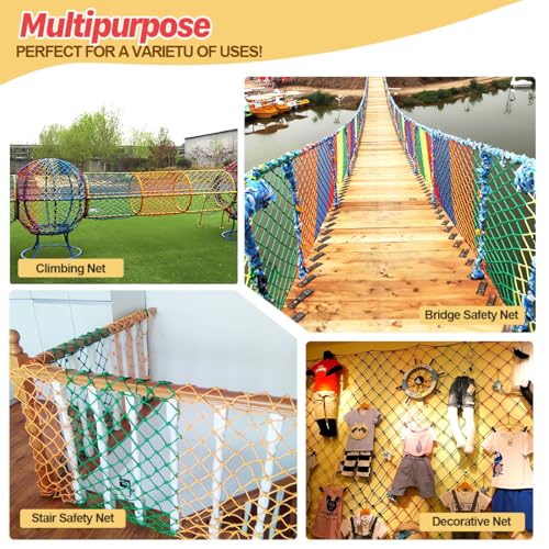 Climbing Net, 3.3ft X 6.6ft Polyester Climbing Cargo Net for Kids Outdoor, Heavy Duty Large Military Playground Equipment, Rope Ladder, Swingset, Indoor & Outdoor, Treehouse, Jungle Gyms - size: 3.3ft X 6.6ft