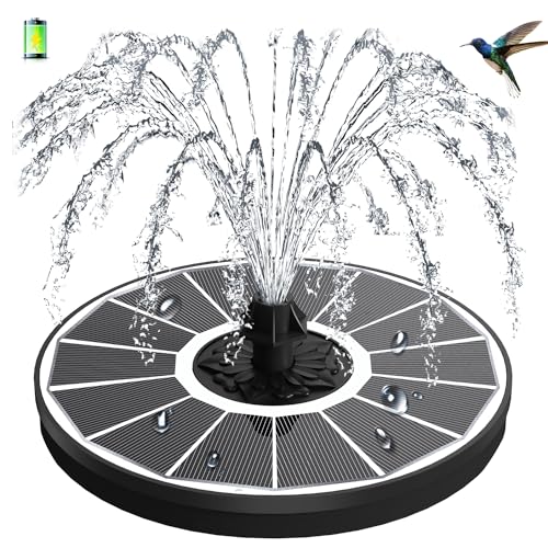 3.5W Solar Fountain with 2000mAh Battery - Work On Cloudy Days - Upgrade Glass Panel Solar Bird Bath Fountain, Hummingbird Water Feature Pump with 7 Nozzles, 4 Fixed Pipes for Garden, Pool - color: White