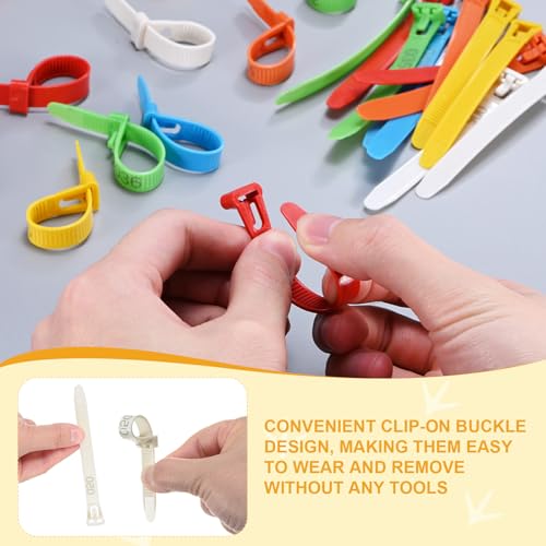 M METERXITY 100-Pack Adjustable Chicken Leg Bands, 10-28 mm Plastic Poultry Identification Chicken Leg Rings for Turkey/Duck/Goose/Chicks, Colorful Numbered Foot Clip on Tags [White] - color: White