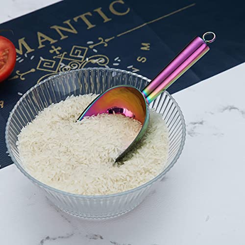 Berglander Stainless Steel Rainbow Ice Scoop 6 OZ, Titanium Colorful Plating Metal Ice Scooper For Ice Maker Multipurpose For Candy Wedding Kitchen Bar Party Pet Animal Dog Food Scoop Beach Shovel - color: 3. Rainbow