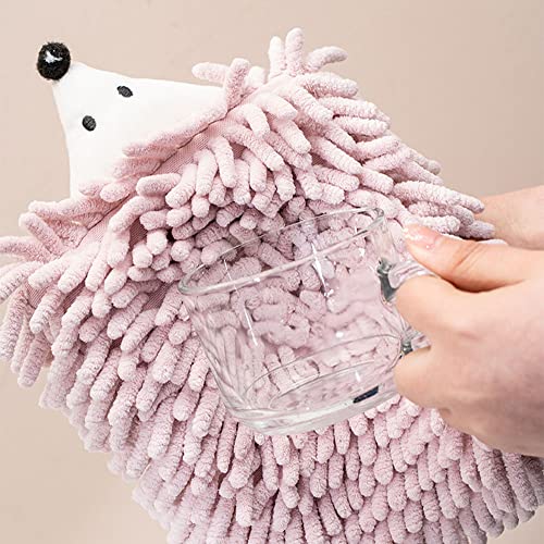 7pcs Soft Chenille Hanging Hand Towels, Quick Dry, Cute Hedgehog Pattern, Bathroom & Kitchen Towels with Hanging Loop, Absorbent, Dustproof - color: Colorful