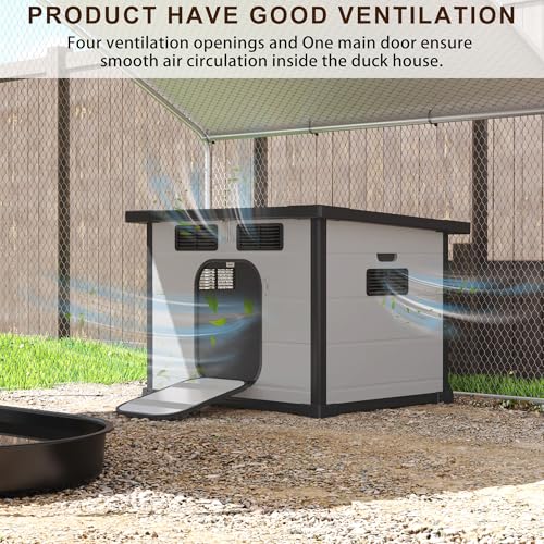 GDLF Duck Coop for Outside, Plastic Night Shelter for Backyard Ducks | Ideal for backyard duck shelter, with ventilated panels and weather-resistant construction.
