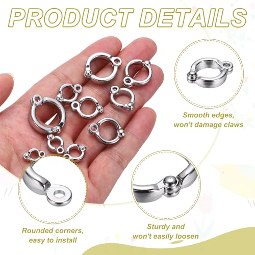 Bird Foot Rings, Parrot Metal Leg Ring Outdoor Fly Training Activity Opening Clip Accessories 7.5mm/0.3" ID, (Silver Tone, 10 Set), Intended for Small Medium Large Birds - size: 7.5mm/0.3" ID