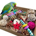 Bird Foraging & Bird Shredding Toys Box,Natural Chewing and Foraging Toys for Cockatiels,Parakeets,Conures,Love Birds & Small to Medium Parrots - size: Large