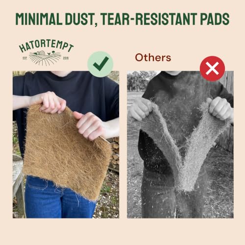 Hatortempt Chicken Nesting Pads for Chicken Coop, 13"x13" 10-Pack Bedding | Ammonia Absorbing Coconut Coir - Reduce Box Odors - Tear-Resistant Chicken Supplies - Trimmable Nest Liners for Laying Hens