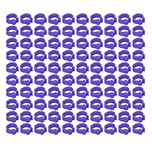 Omabeta 100PCS Reusable 8mm Pigeons Identification Leg Rings for Easy Dovecot Management and Marking, Lightweight Plastic Bands for Poultry Supplies (Purple) - color: Purple