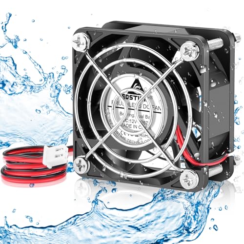 GDSTIME 60mm x 25mm 12V IP67 Waterproof Cooling Fan 2Pin Dual Ball Bearing | 60x60x25mm, 4500RPM High Speed, Brushless DC, 50000hr Lifespan, IP67 Rated, For Solar Battery Box, Incubator Replacement - size: 60x25mm