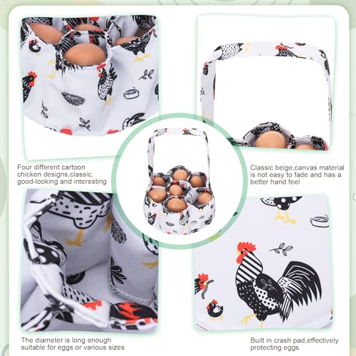 Egg Collecting Basket, Egg Basket for Gathering with 7 Pouches | Canvas Egg Basket for Chicken, Duck, Goose, Bird, Various Poultry Collection (Red-crested) - style: Red-crested chicken